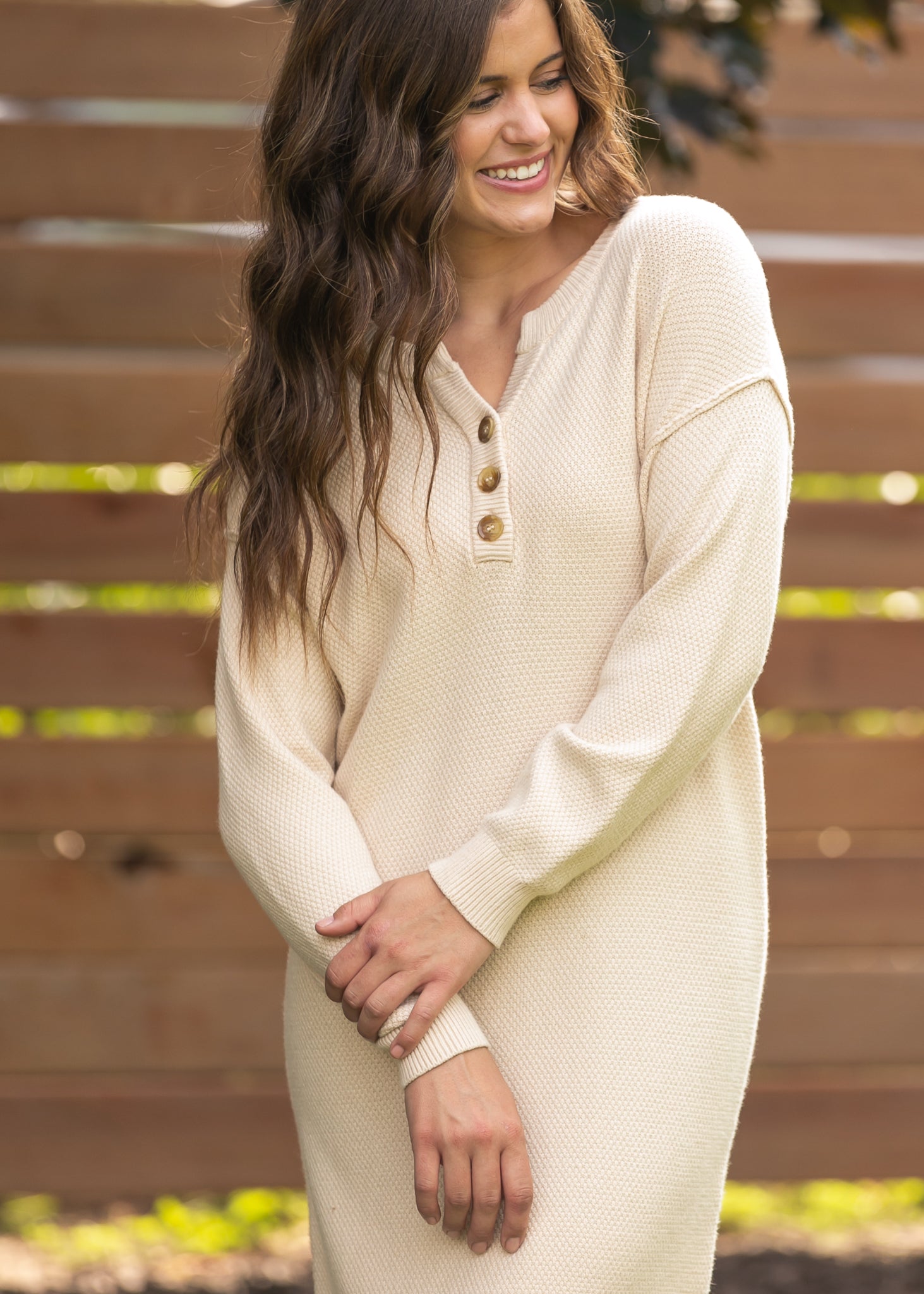 Fawna Henley Long Sleeve Maxi Dress