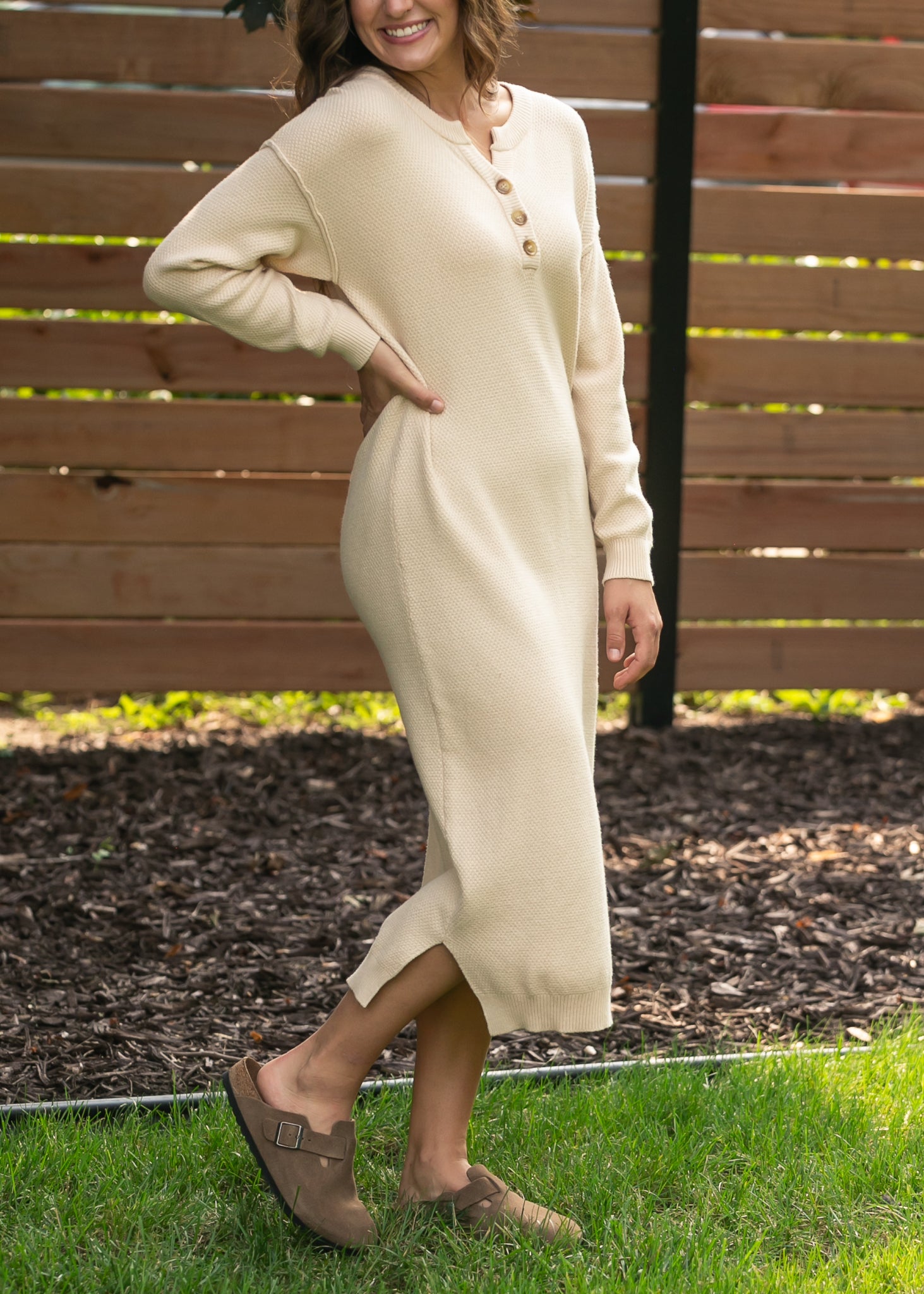 Fawna Henley Long Sleeve Maxi Dress