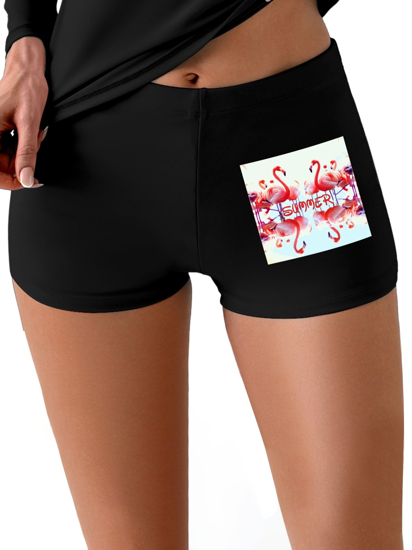 Pink Flamingos Summer Design Boxer Brief Boyshorts for Women