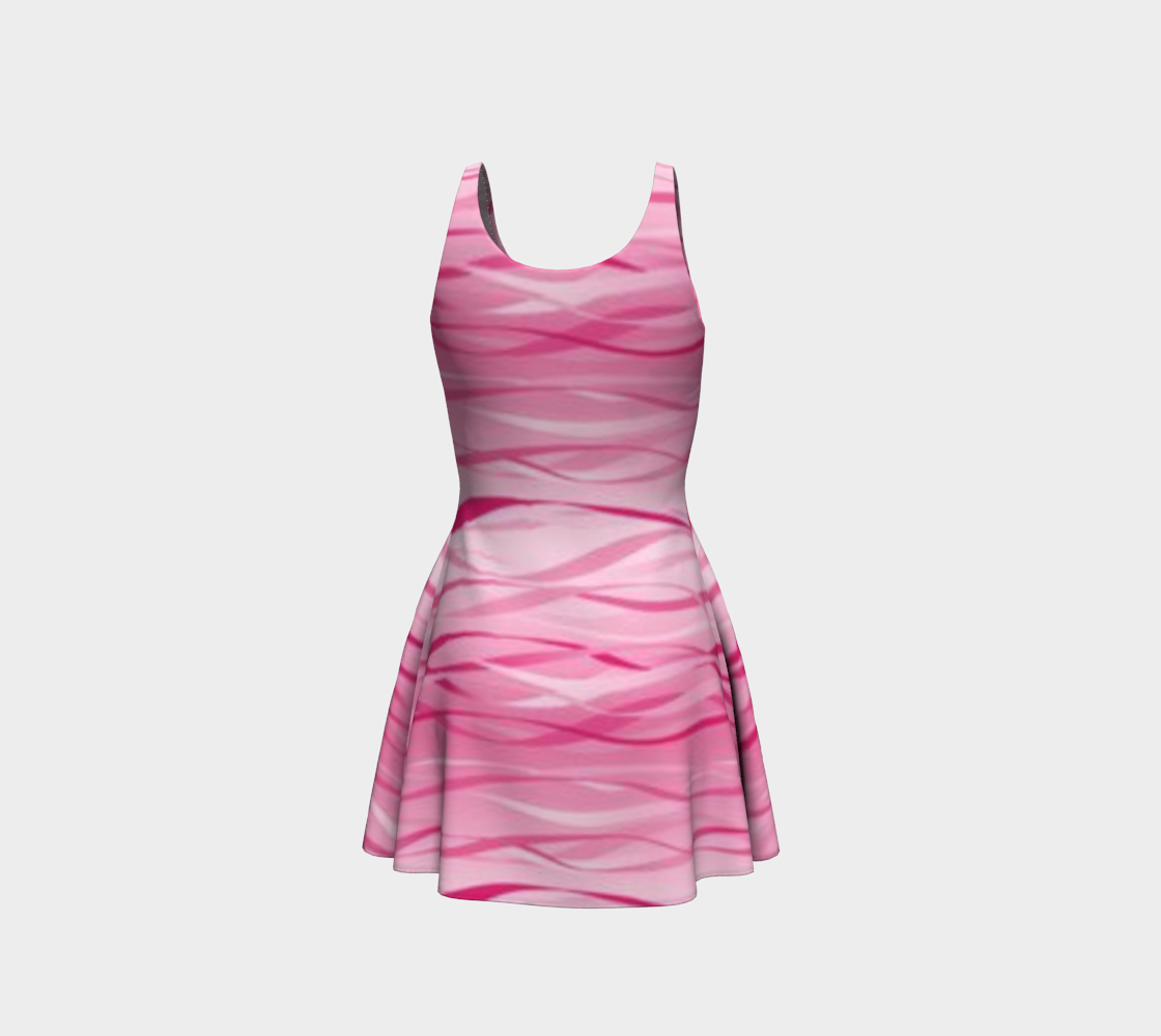 Hot Pink Lips on Waves Short Flared Dress