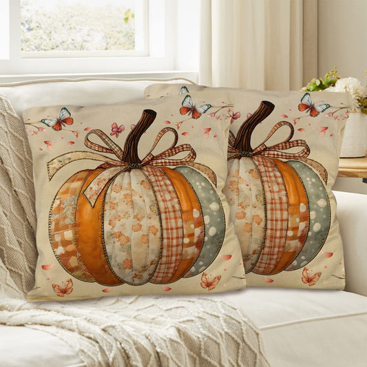 Fall Patchwork Pumpkin Pillow Covers Throw Pillow Cases (Made in USA)