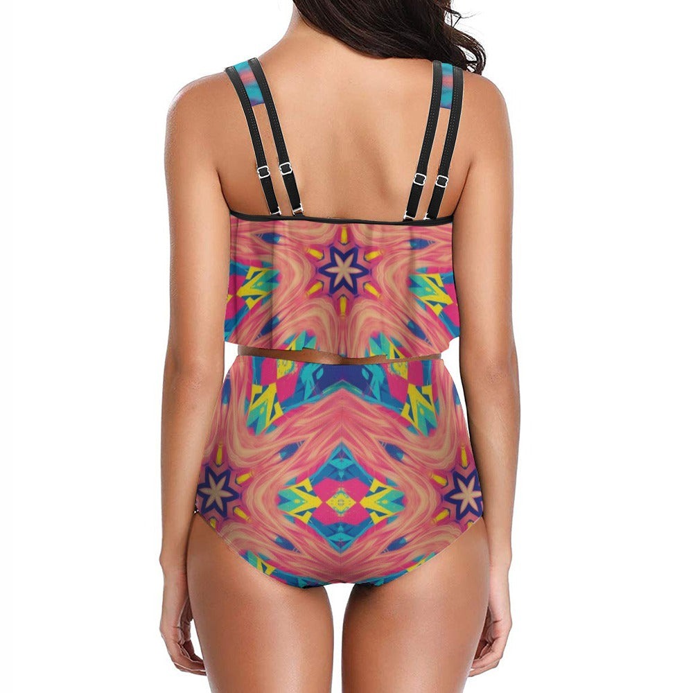 Women's Muted Colors Star Pattern 2-piece Swimsuit up to 2XL