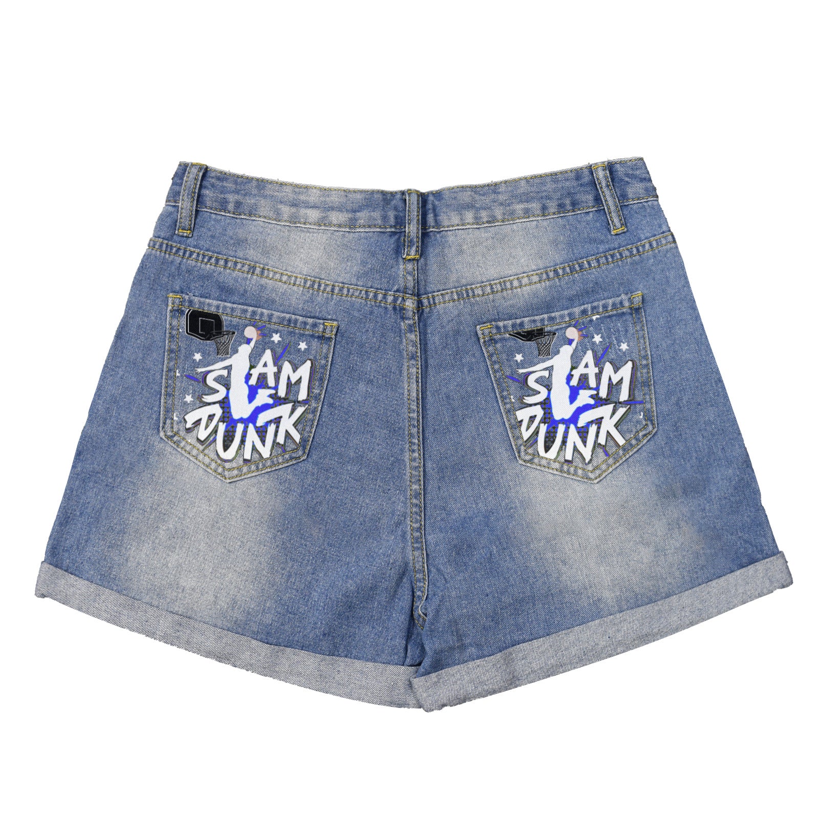 Slam Dunk Light-Wash Blue Denim Shorts with Dual Pocket Design