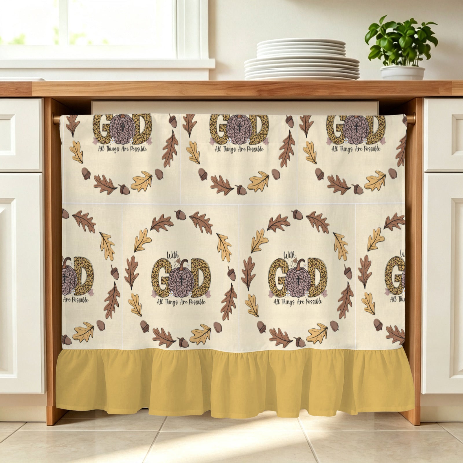 With God All Things Are Possible Oven Curtain