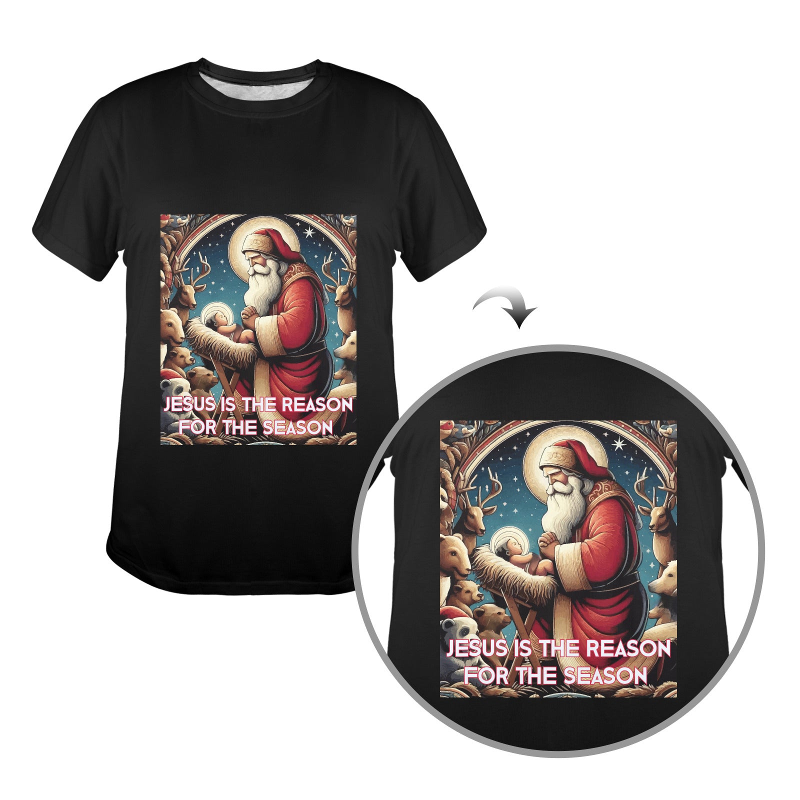 Women's Jesus is the Reason for the Season Graphic T-shirt（Made in USA）