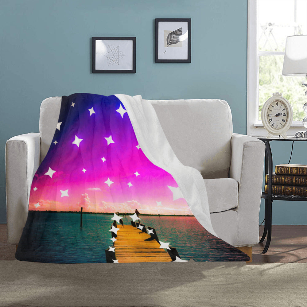 Ombre Purple Starry Night Ultra-Soft Micro Fleece Blanket 40