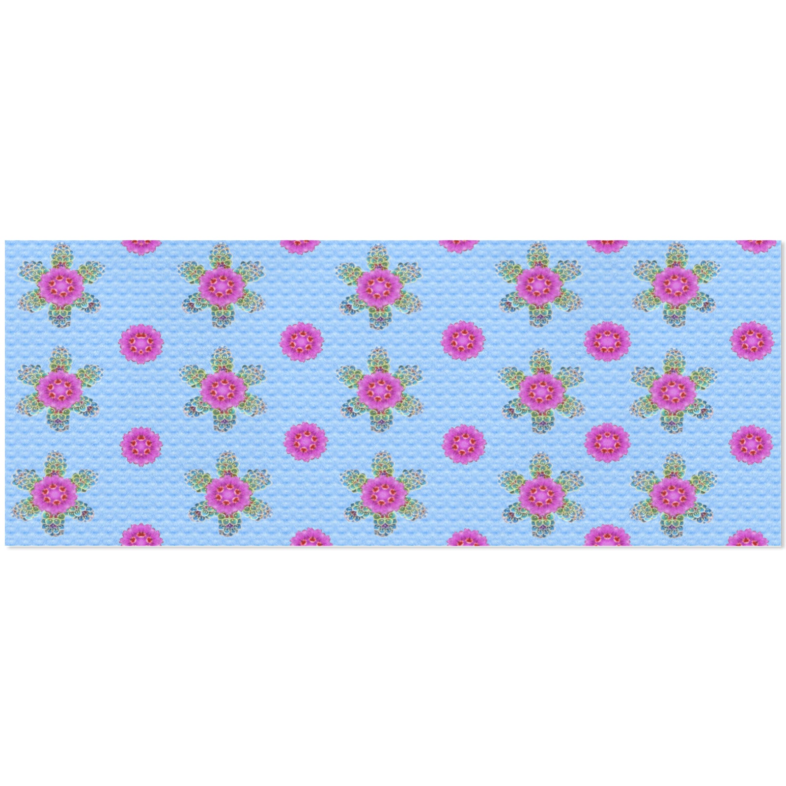 Pink Flowers on Blue Background Gift Wrapping Paper - 5 Rolls (Made in USA)