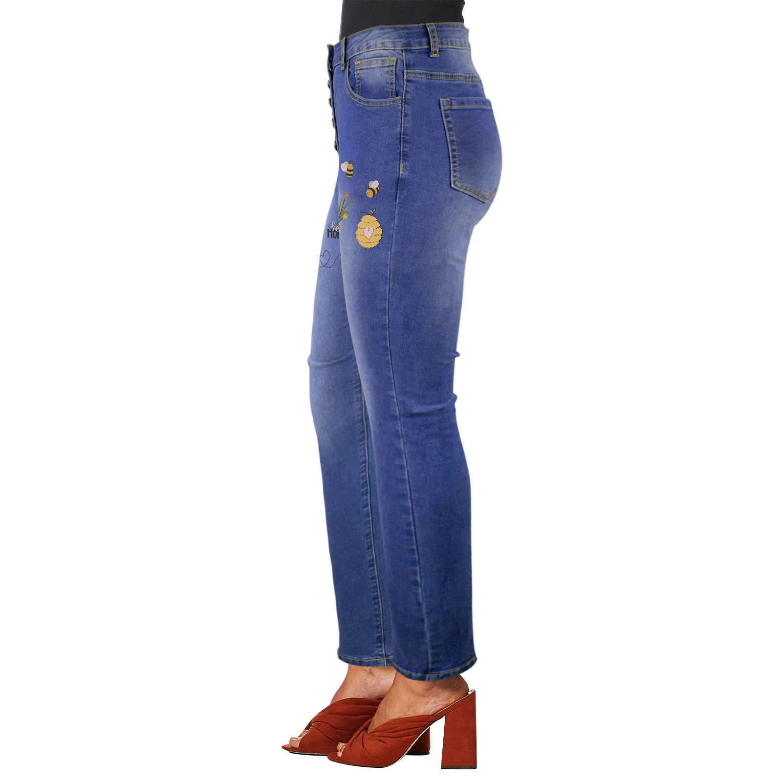 Women's Hello Honey Graffiti Design Jeans (Front Printing) | Ships from USA