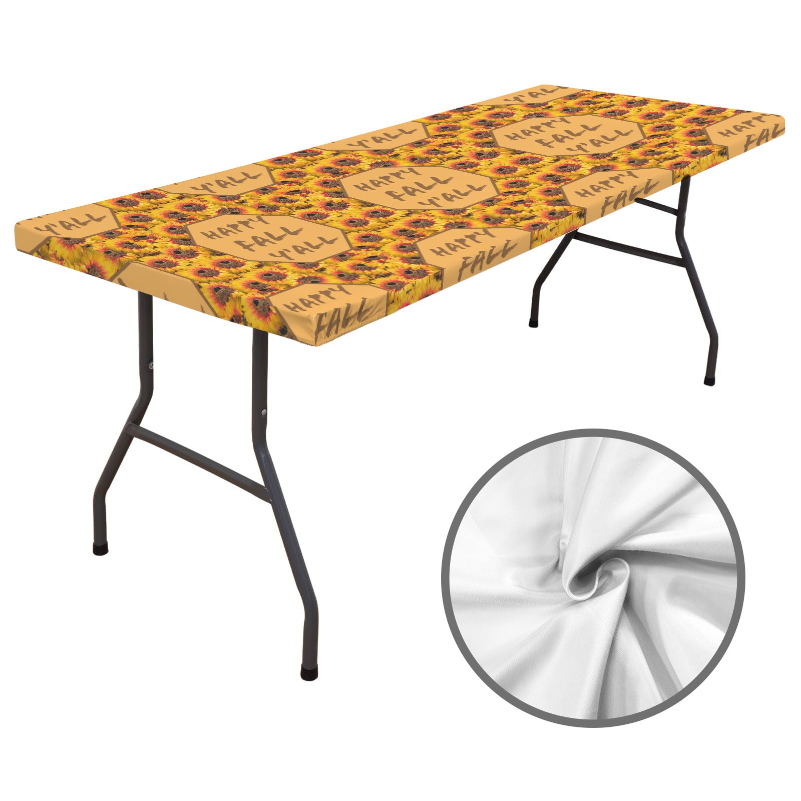 Happy Fall Sunflowers Thanksgiving Elastic Table Cover - 72