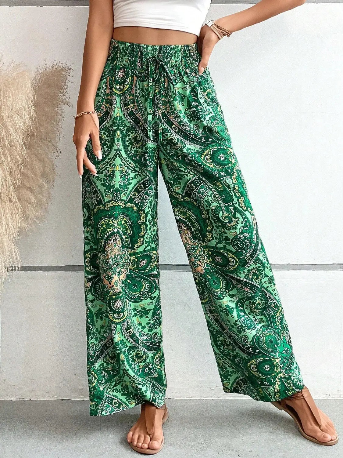 Boho Chic Paisley Printed Wide Leg Pants