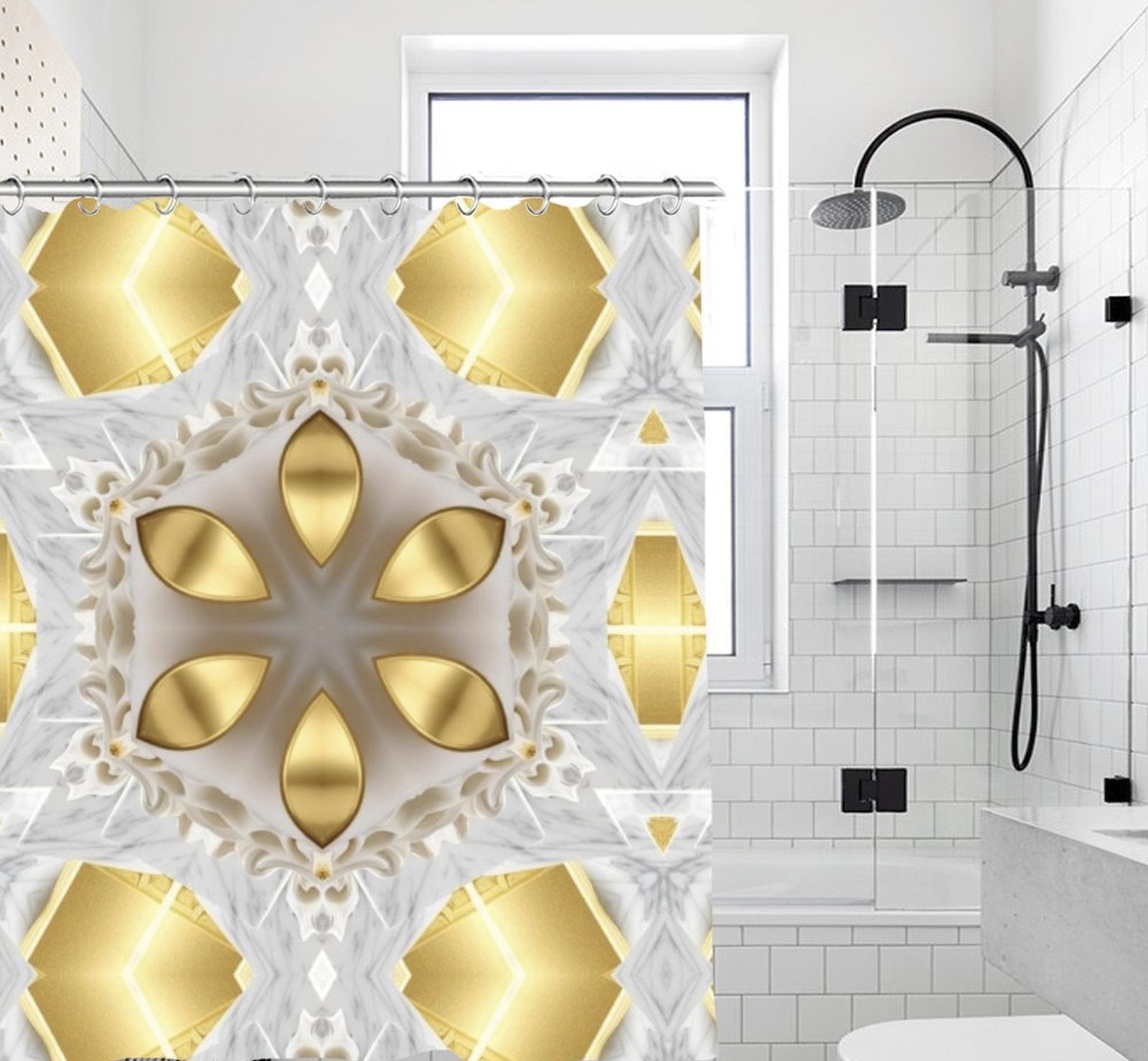Golden Design Waterproof Polyester Shower Curtain