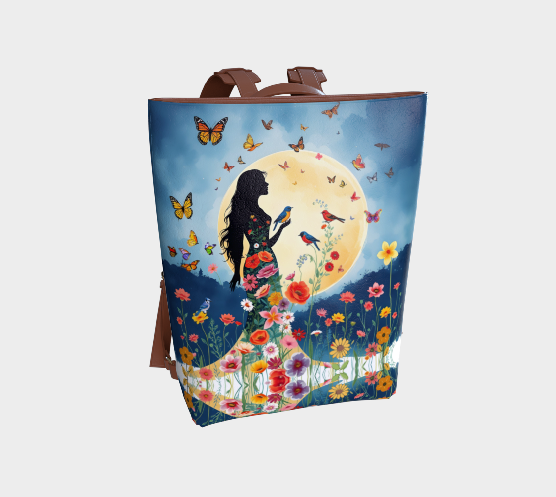 Beautful Lady in Moonlight Vegan Leather Backack