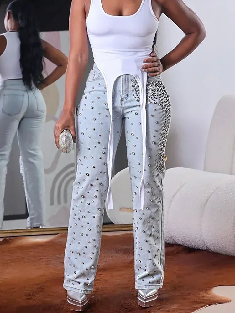 Plus Size Women's High Waist Slim Casual Denim Jeans