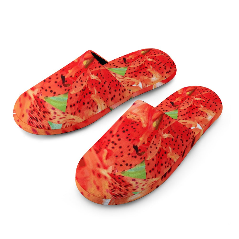 Orange Tiger Lily Cotton House Shoes