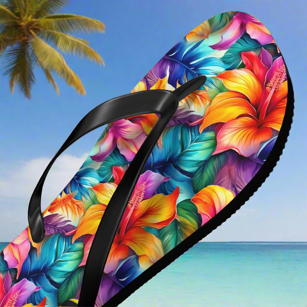 Tropical Hibiscus 🌺  Flip Flops 🩴 Beach Shoes
