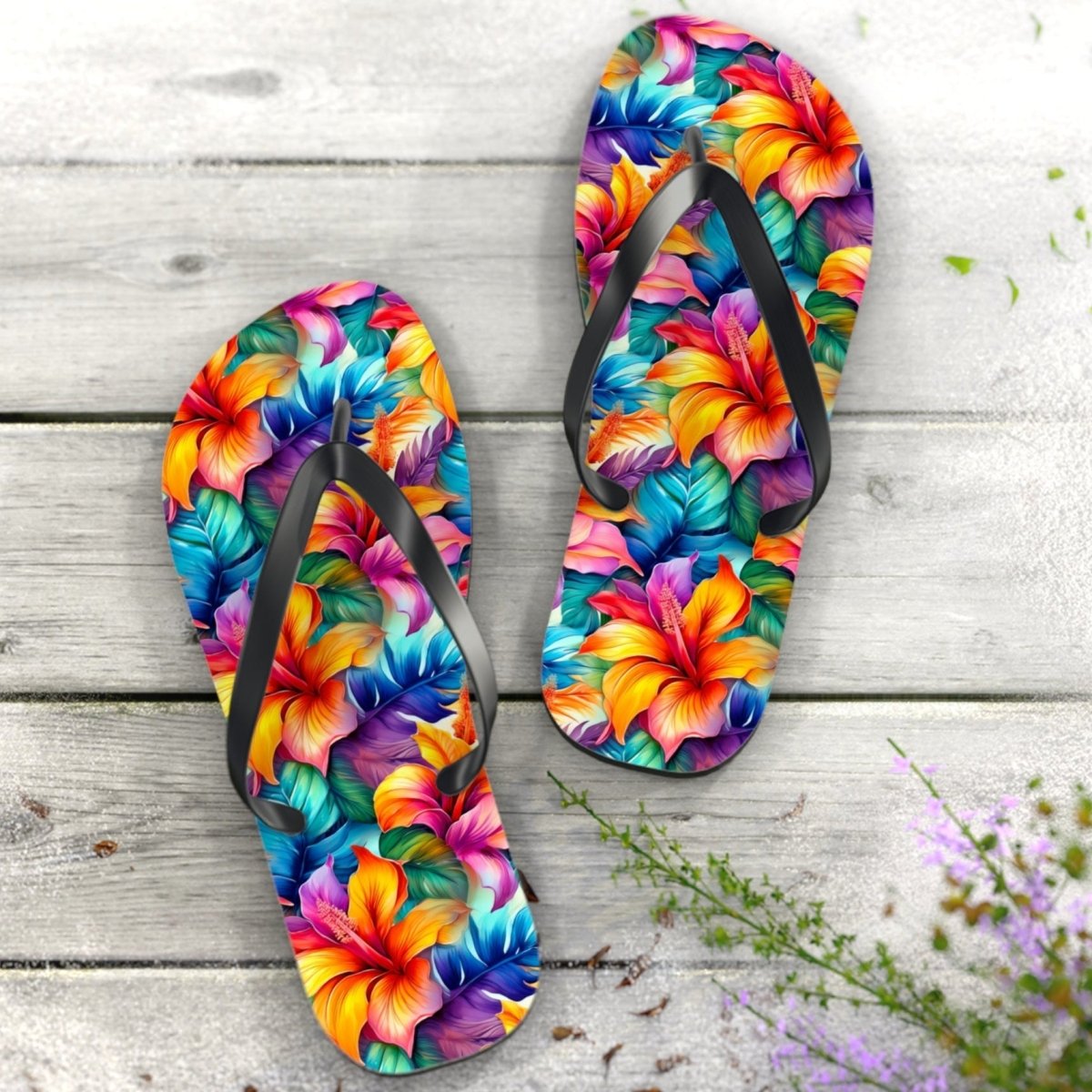 Tropical Hibiscus 🌺  Flip Flops 🩴 Beach Shoes