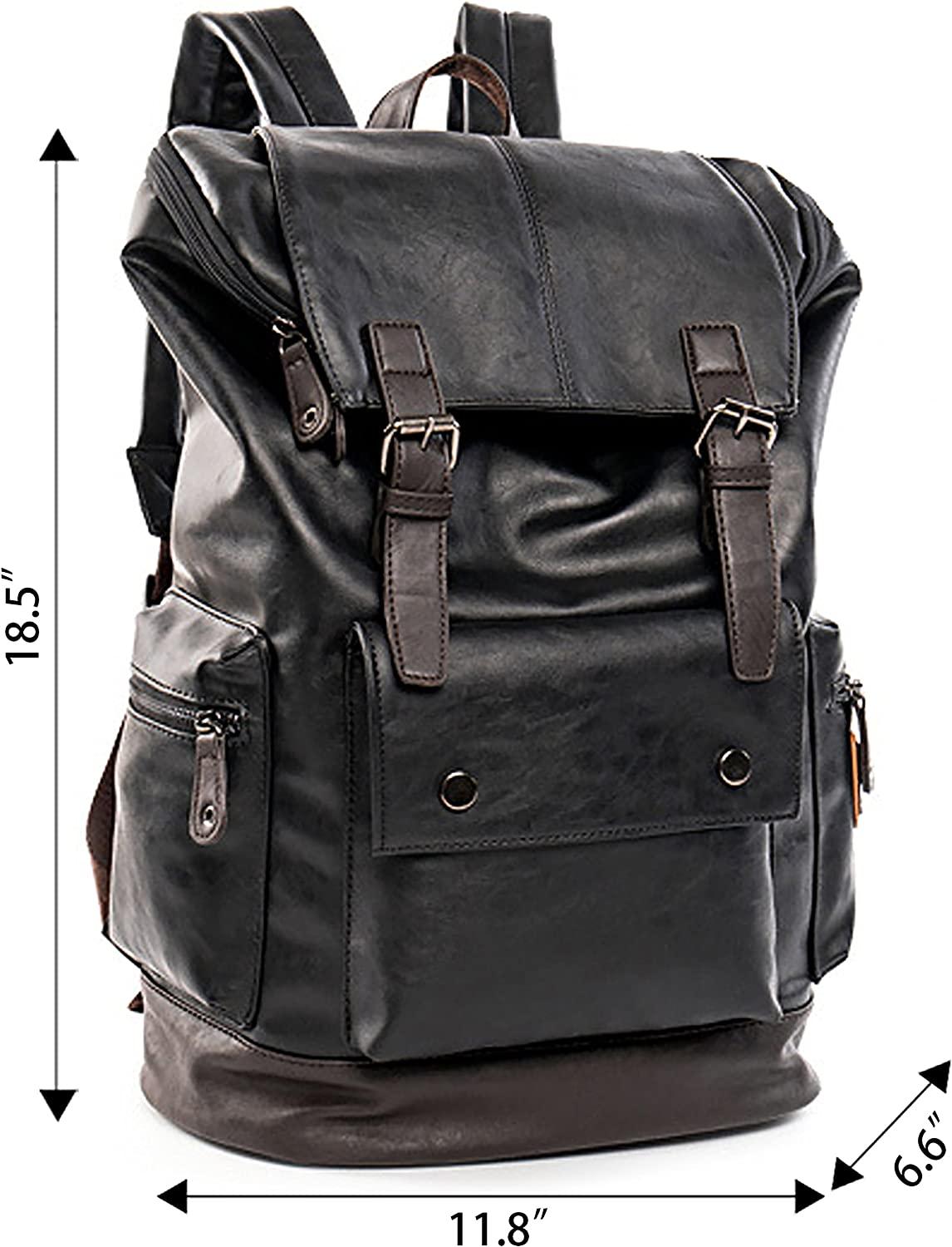 designer leather 18 backpacks FR Fashion Co. 18" Men's Vintage Leather Backpack Black