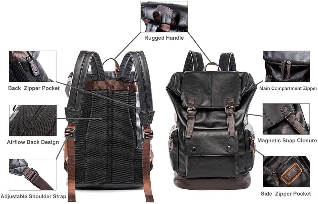 designer leather 18 backpacks FR Fashion Co. 18" Men's Vintage Leather Backpack Black