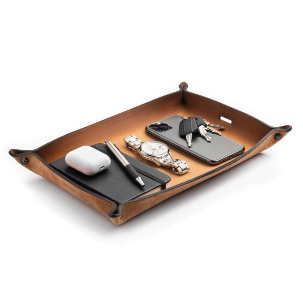 Full Grain Leather Valet Tray and Charging Station