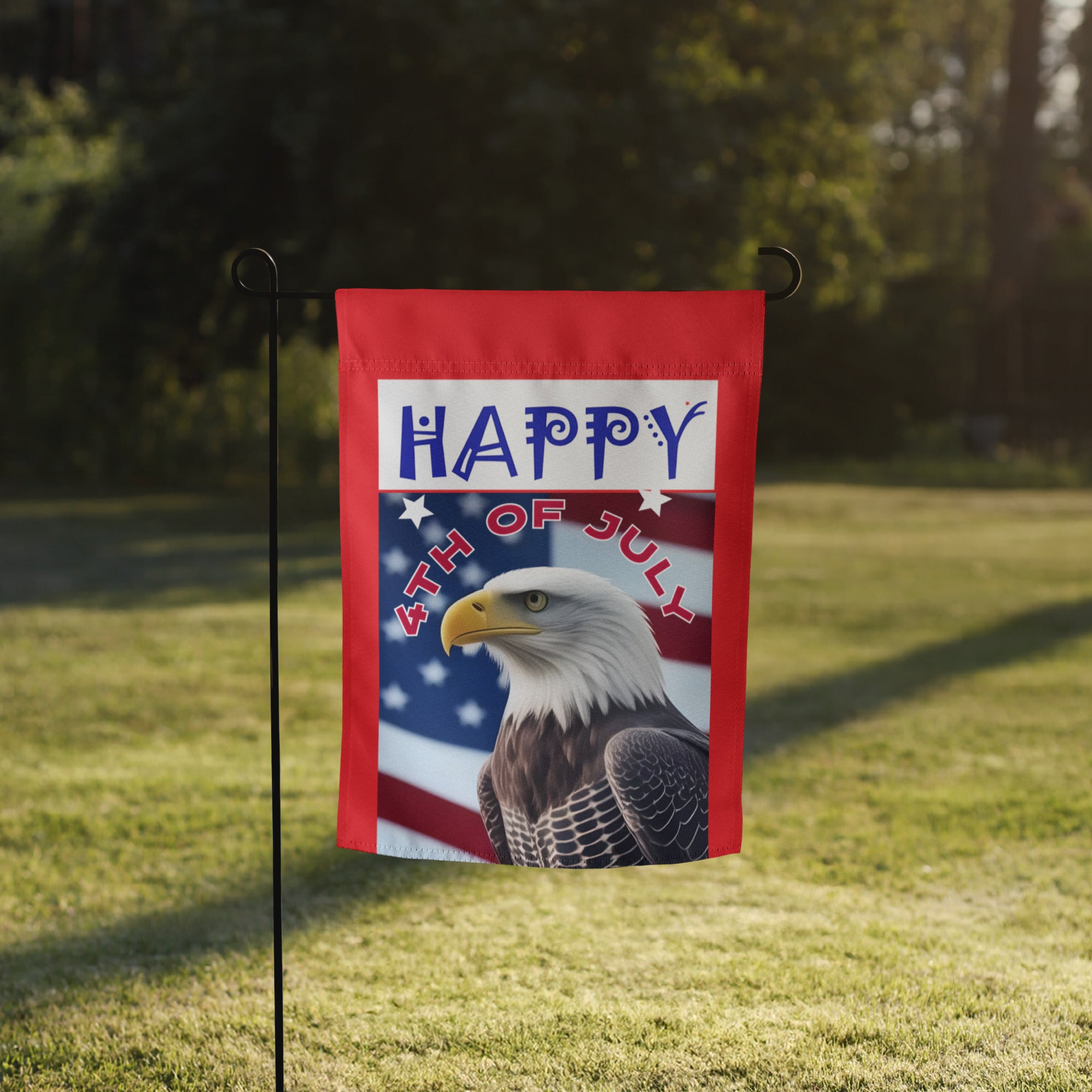 Happy 4th of July with Bald Eagle Garden Flag - 12
