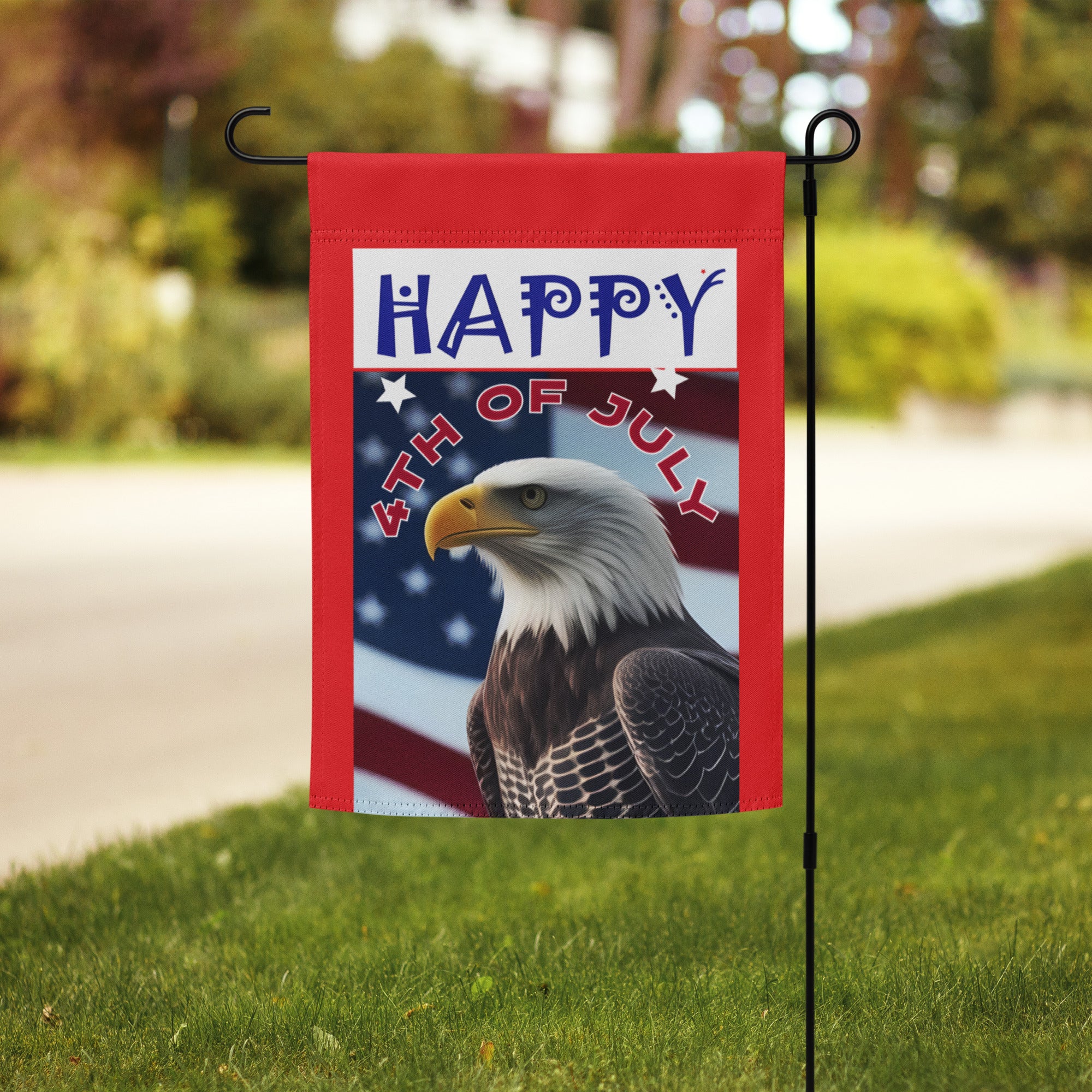 Happy 4th of July with Bald Eagle Garden Flag - 12