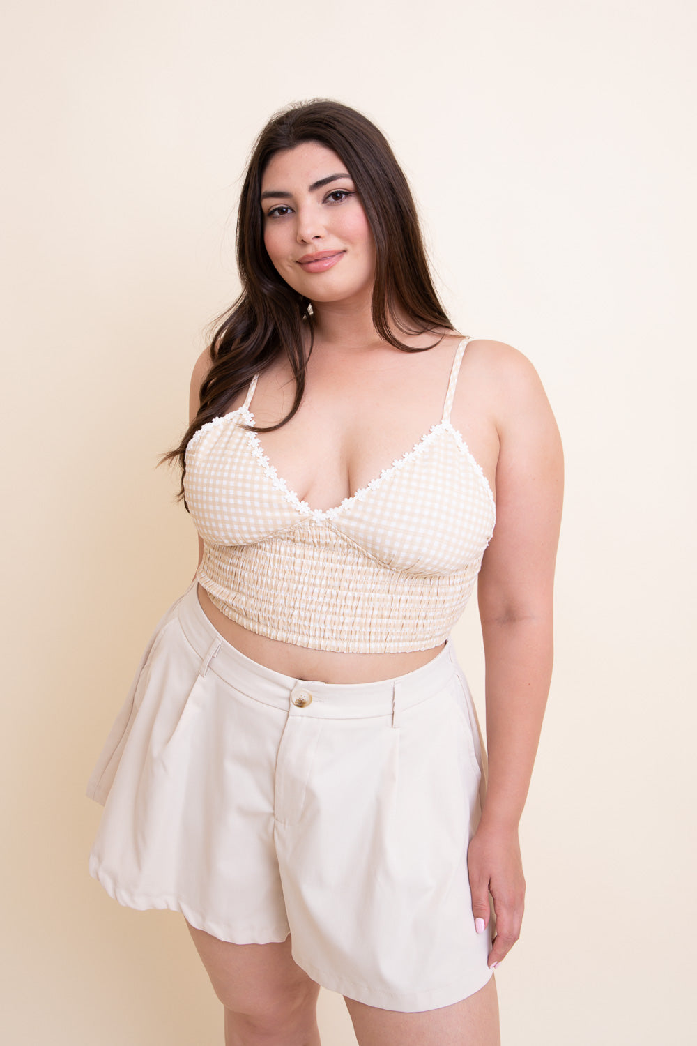 Gingham Smocked Bralette Plus