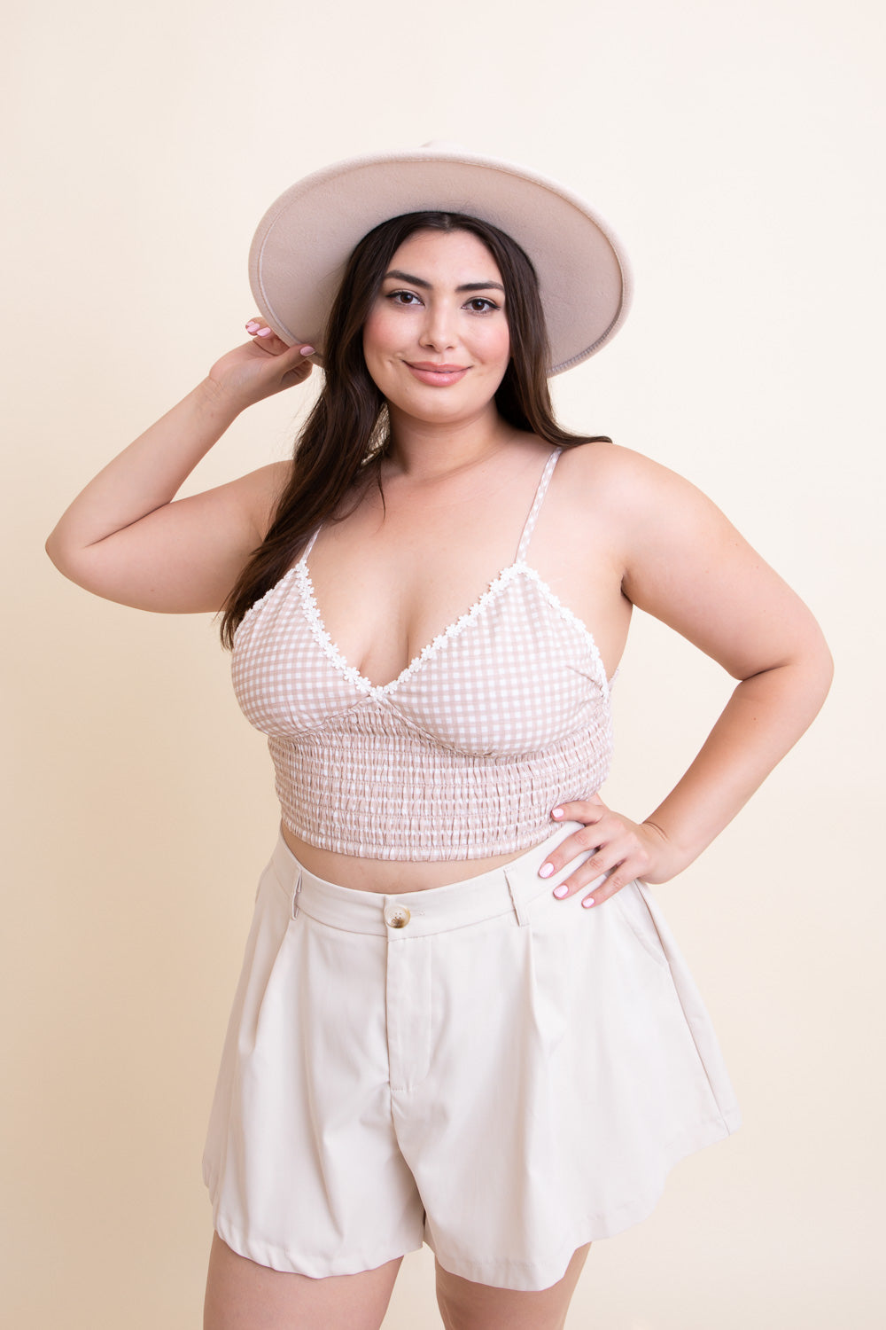 Gingham Smocked Bralette Plus