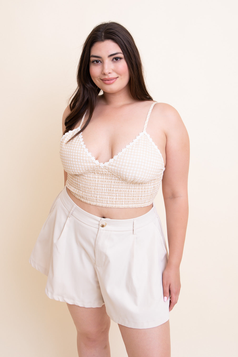 Gingham Smocked Bralette Plus