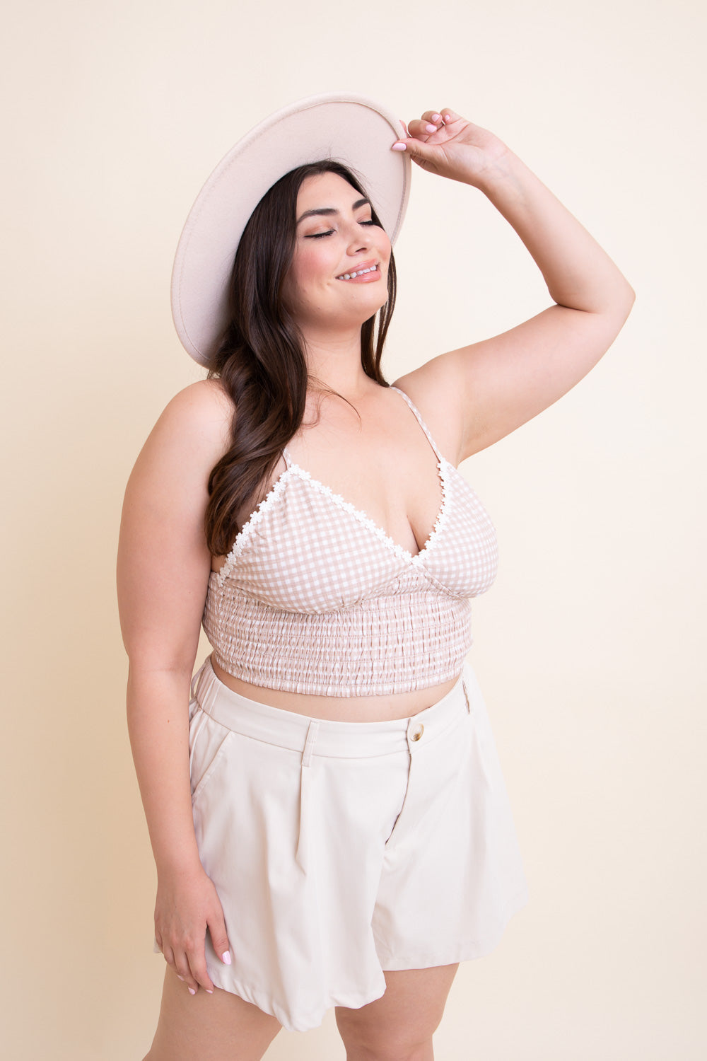 Gingham Smocked Bralette Plus