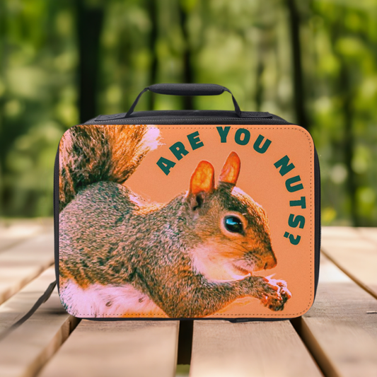 Are You Nuts?  Funny Squirrel Small Insulated Lunch Box - Shell Design Boutique