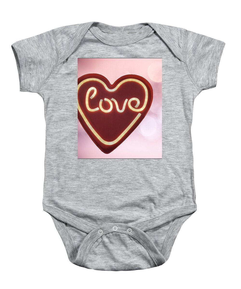 Heart-Shaped Love Neon Sign - Baby Onesie