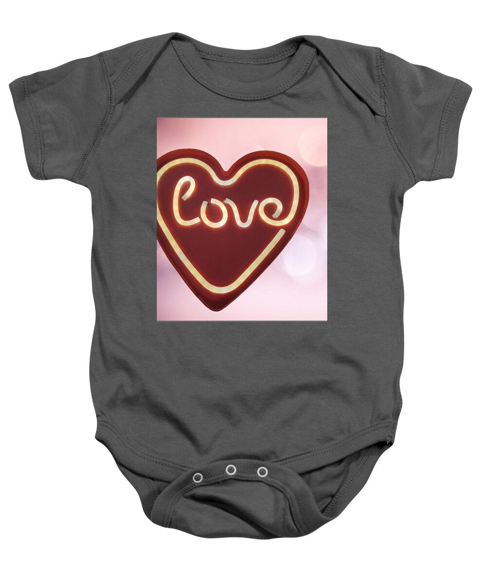 Heart-Shaped Love Neon Sign - Baby Onesie