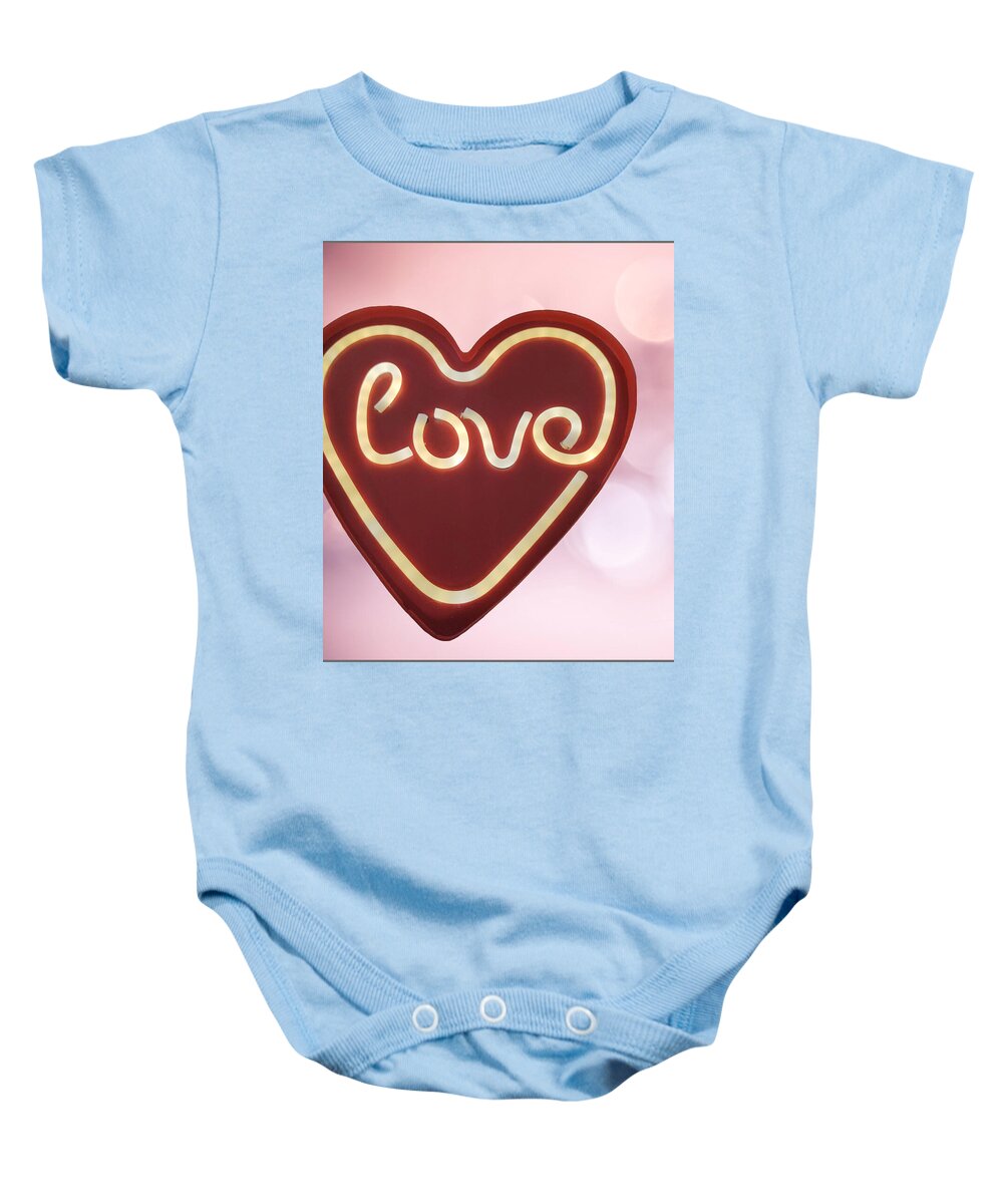 Heart-Shaped Love Neon Sign - Baby Onesie