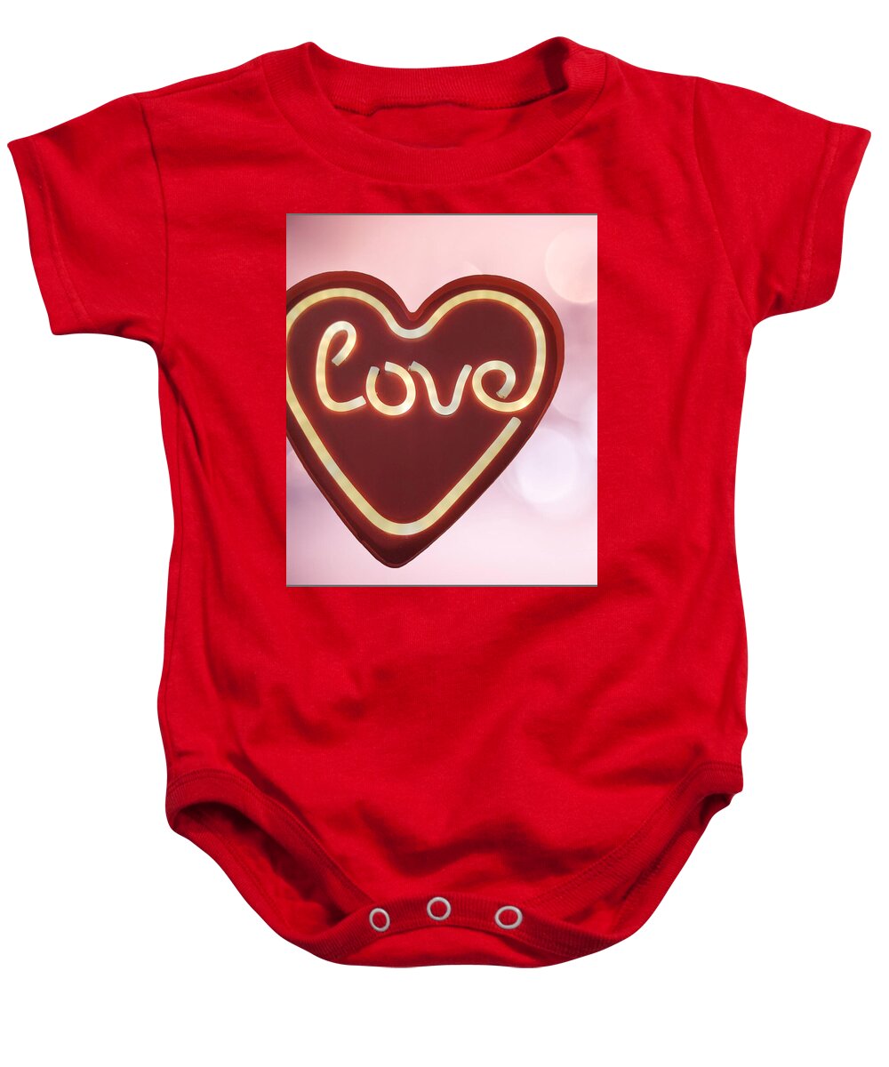 Heart-Shaped Love Neon Sign - Baby Onesie