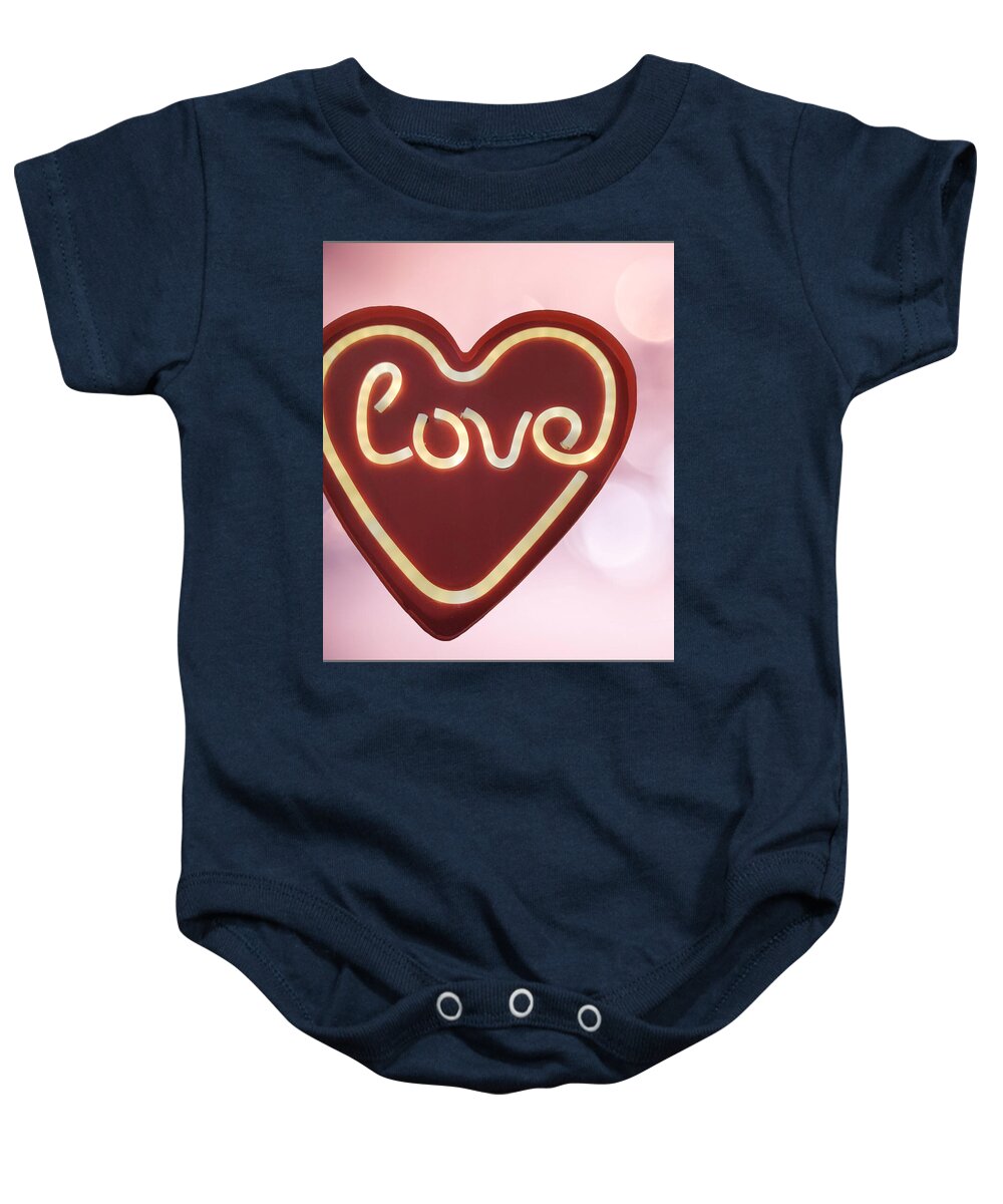 Heart-Shaped Love Neon Sign - Baby Onesie