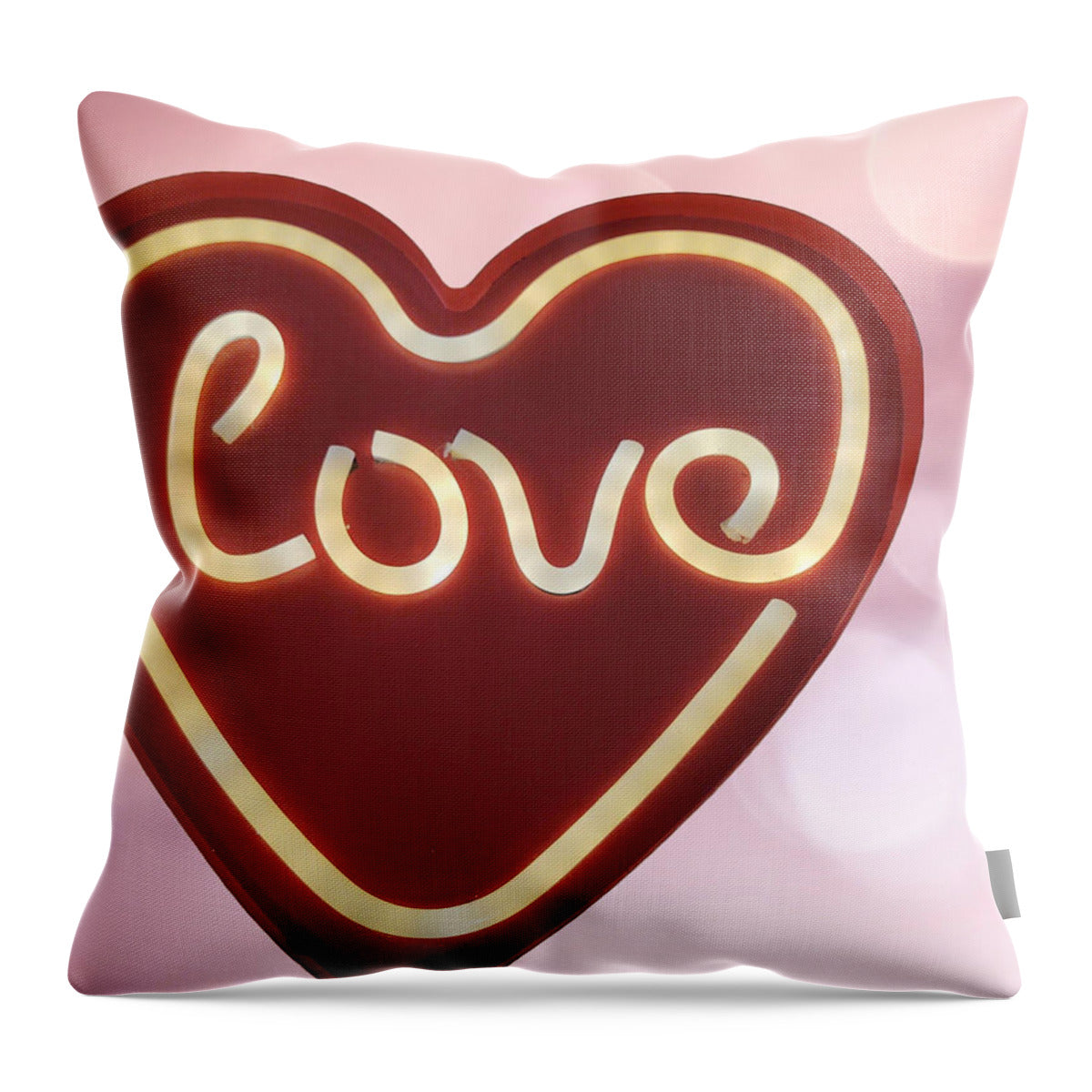 Heart-Shaped Love Neon Sign - Throw Pillow