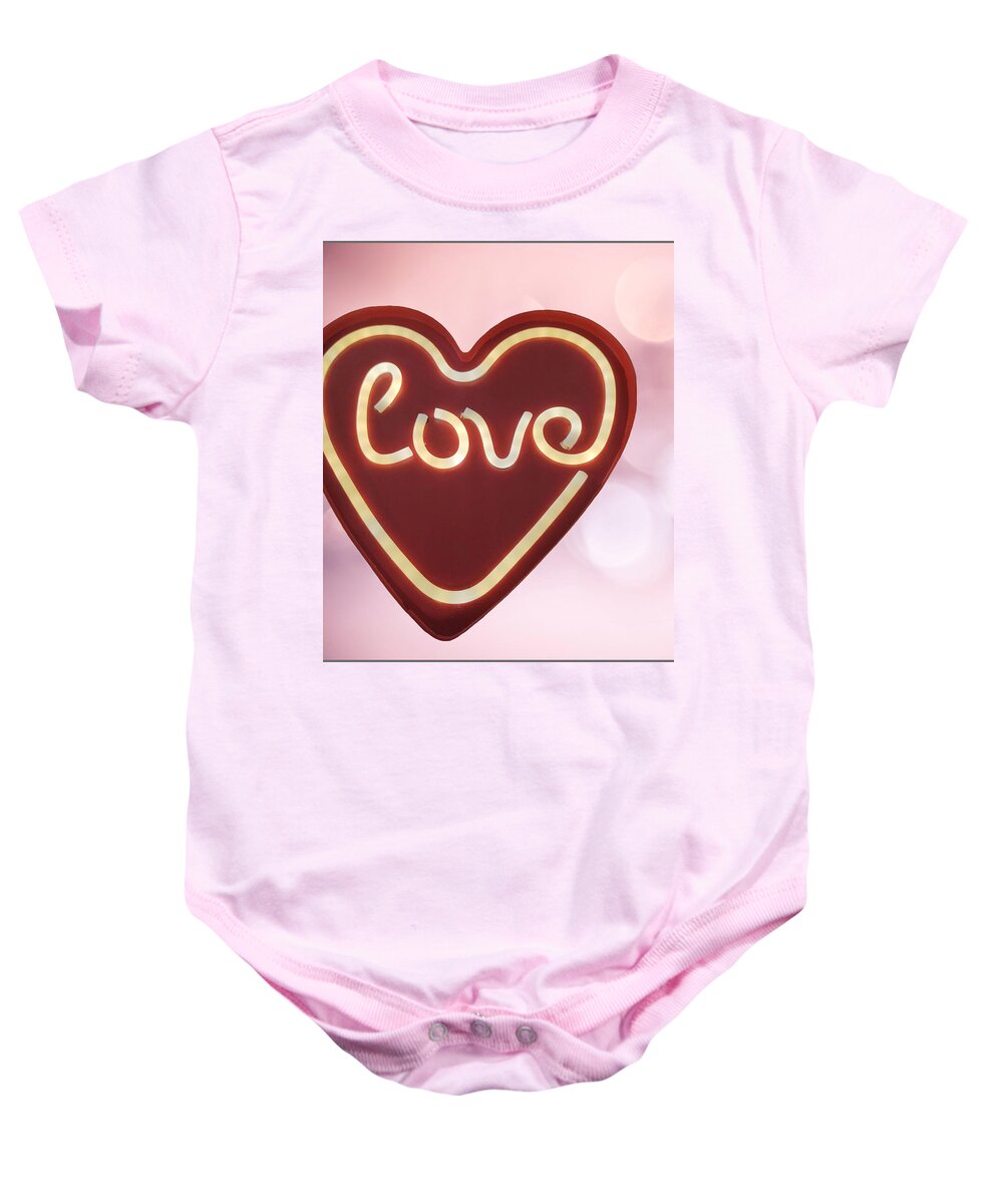 Heart-Shaped Love Neon Sign - Baby Onesie