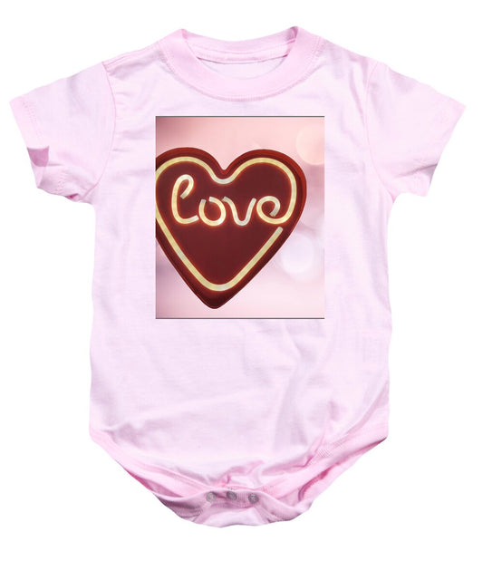 Heart-Shaped Love Neon Sign - Baby Onesie