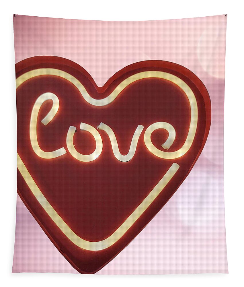 Heart-Shaped Love Neon Sign - Tapestry