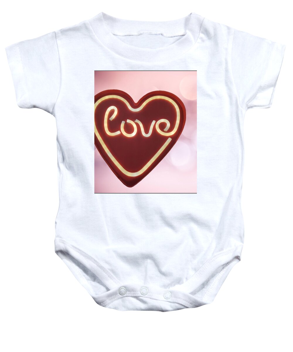 Heart-Shaped Love Neon Sign - Baby Onesie