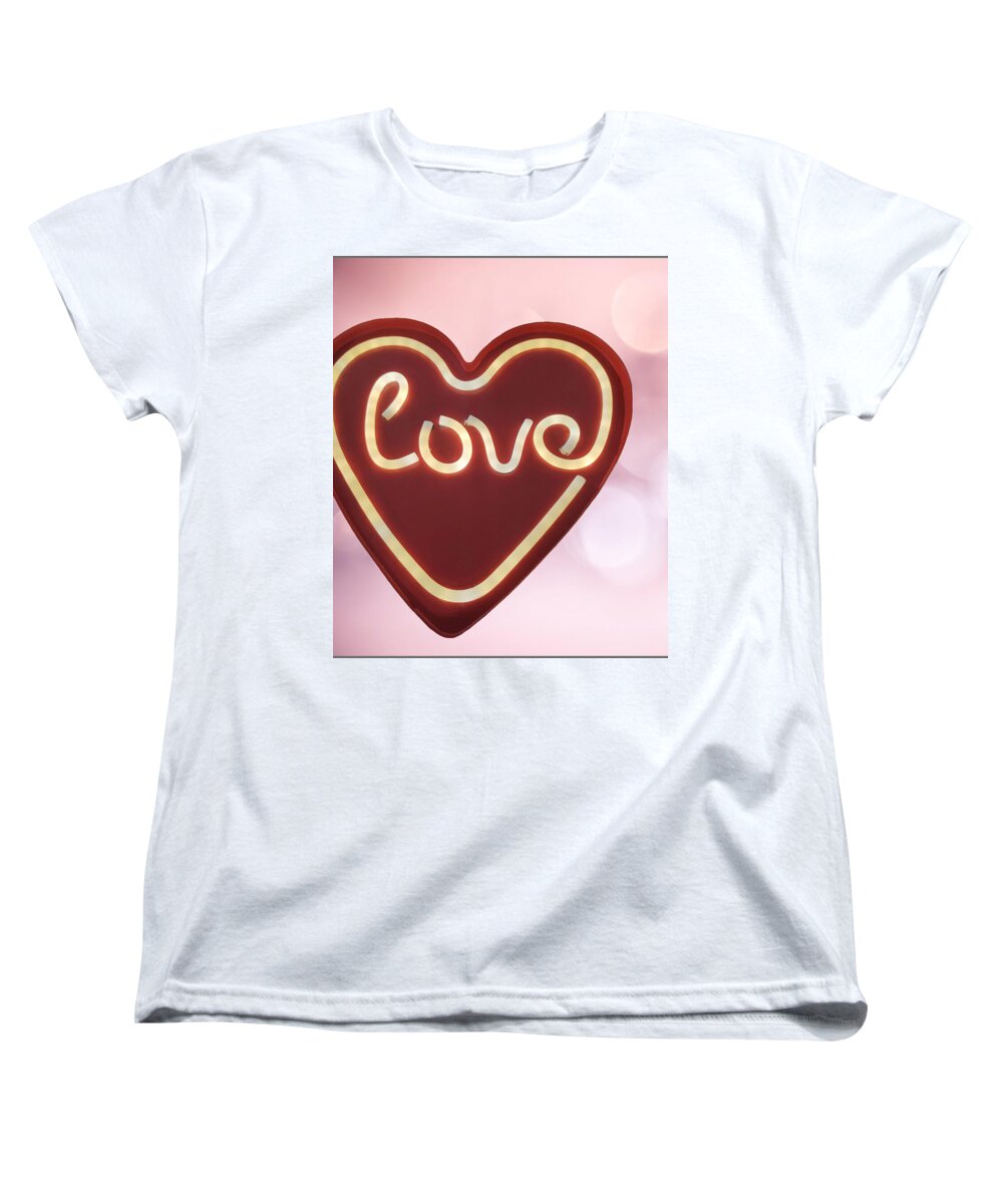 Heart-Shaped Love Neon Sign - Women's T-Shirt (Standard Fit)