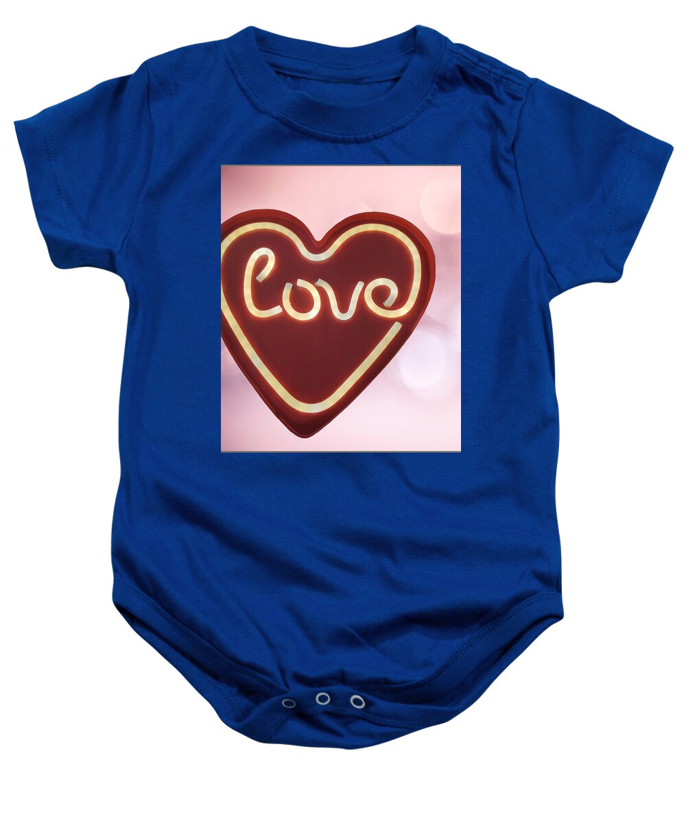 Heart-Shaped Love Neon Sign - Baby Onesie
