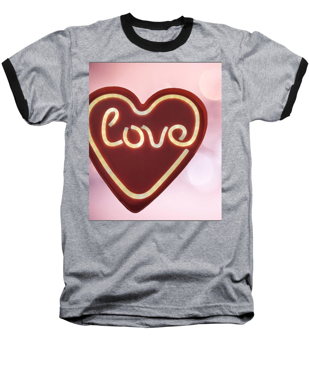 Heart-Shaped Love Neon Sign - Baseball T-Shirt