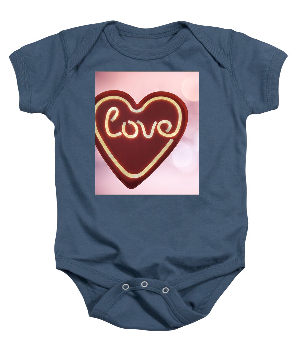 Heart-Shaped Love Neon Sign - Baby Onesie