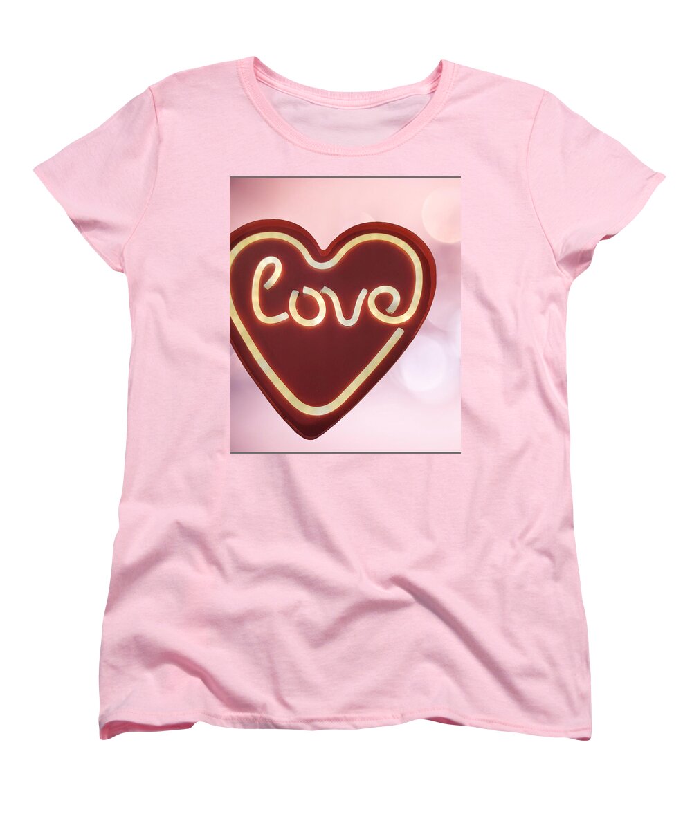 Heart-Shaped Love Neon Sign - Women's T-Shirt (Standard Fit)