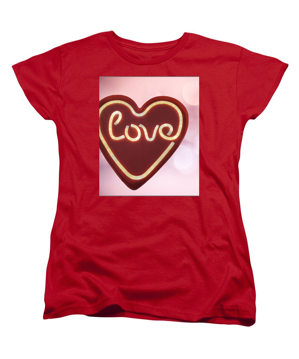 Heart-Shaped Love Neon Sign - Women's T-Shirt (Standard Fit)