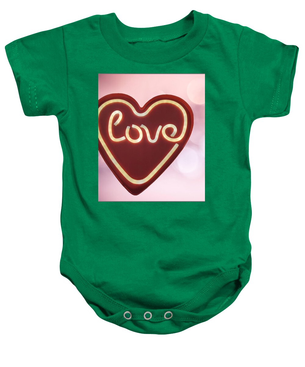 Heart-Shaped Love Neon Sign - Baby Onesie