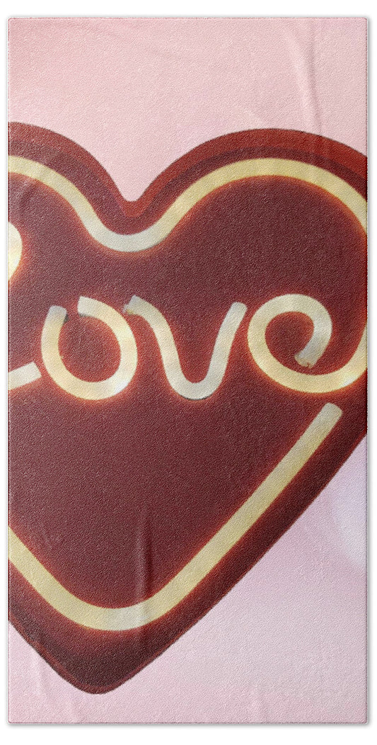 Heart-Shaped Love Neon Sign - Bath Towel