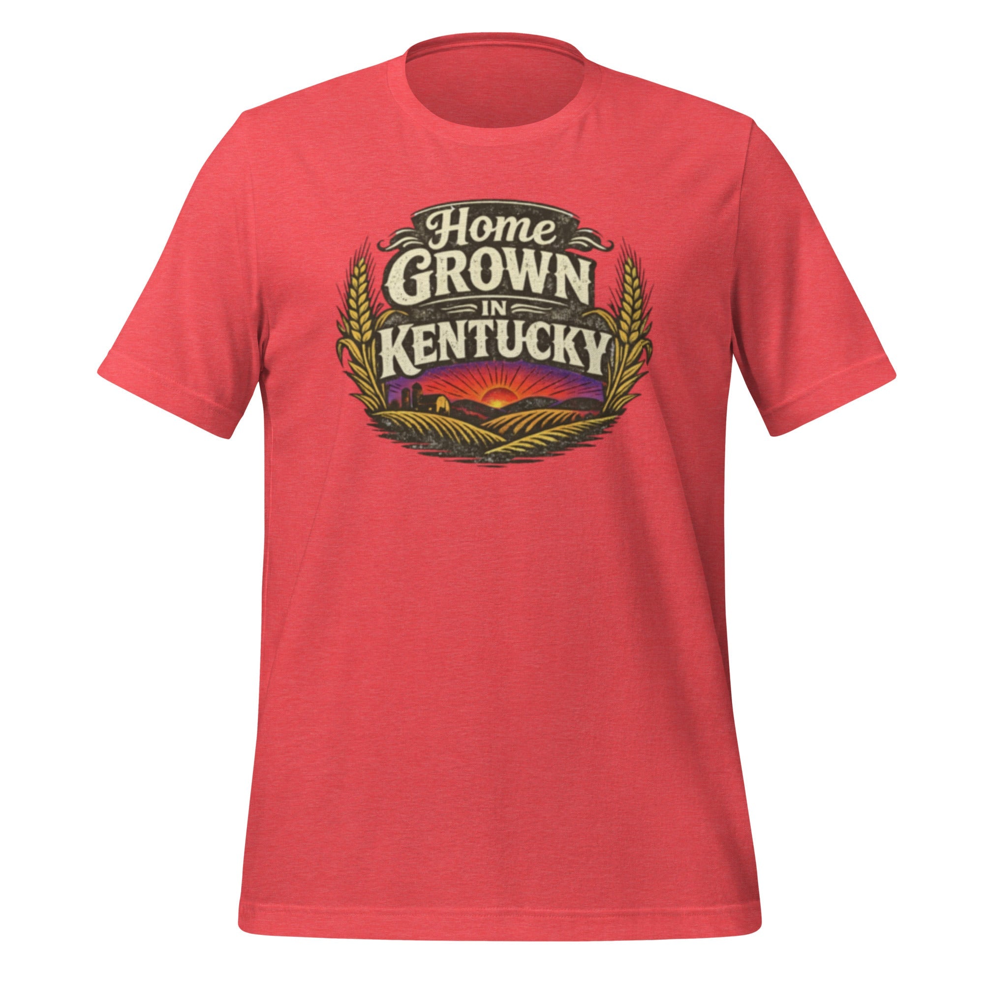 Home Grown in Kentucky T-Shirt | Vintage Wheat & Hills Design | Classic Cotton