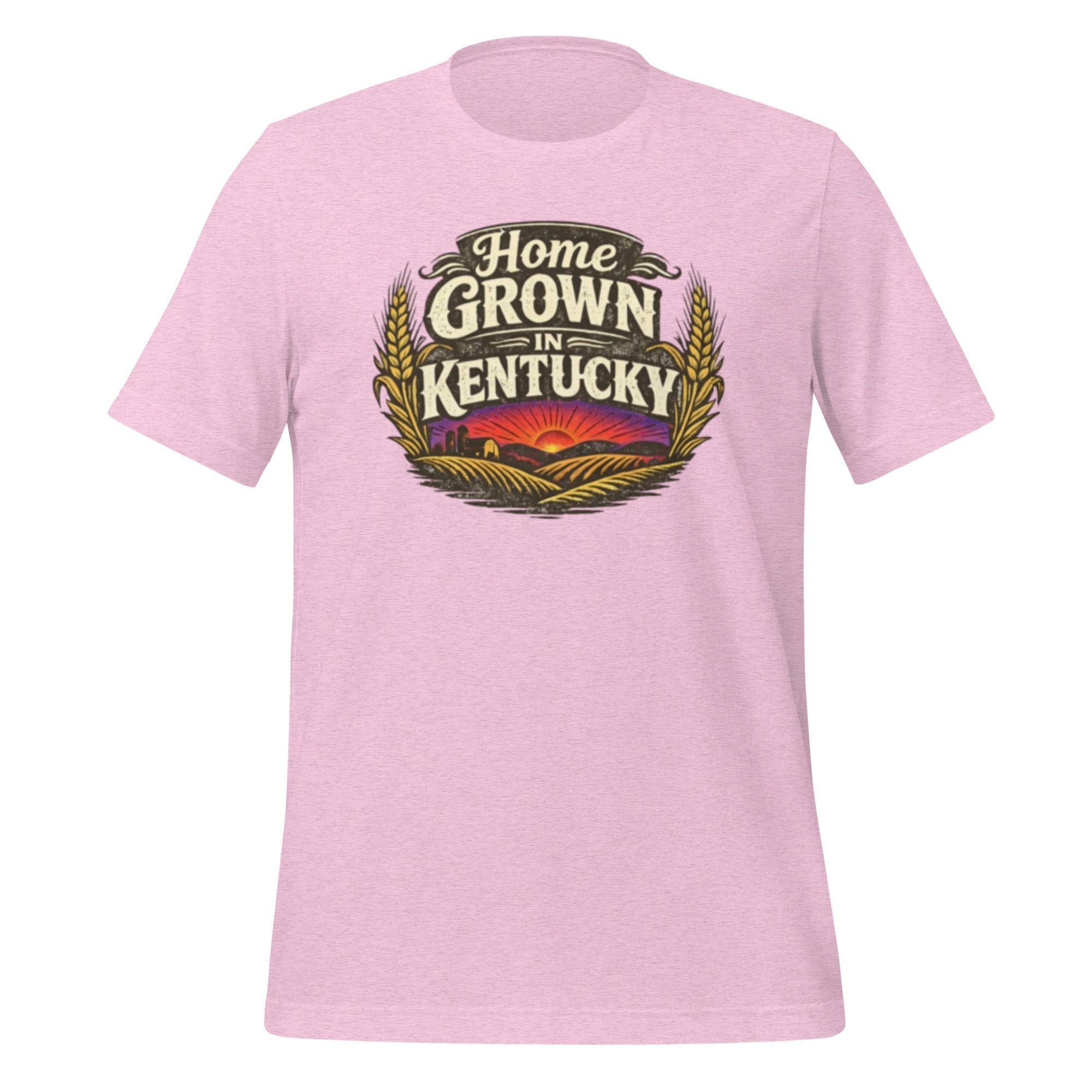 Home Grown in Kentucky T-Shirt | Vintage Wheat & Hills Design | Classic Cotton